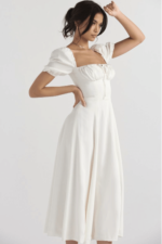 Elegant Puff Sleeve Slit Dress - Image 7