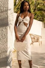 V Neck Triangle Hollow Strap Dress