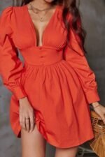 Long Sleeve Red Mini Dress - Image 3
