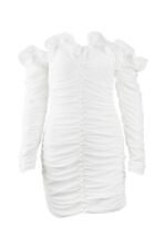 Long sleeved one shoulder tube top chiffon dress - Image 6