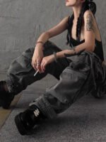 Baggy Y2K Goth Cyber Halloween Pants - Image 3