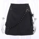 Black Functional Gothic Pleated High Waist Harajuku Skirt - Image 7
