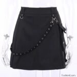 Black Functional Gothic Pleated High Waist Harajuku Skirt - Image 11