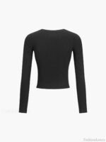 Button Down Long Sleeve Crop Shirt - Image 4