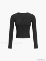 Button Down Long Sleeve Crop Shirt - Image 11