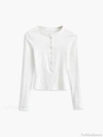 Button Down Long Sleeve Crop Shirt - Image 6