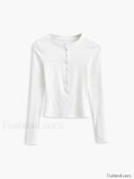 Button Down Long Sleeve Crop Shirt - Image 7