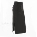 Dark Y2K Streetwear Black Cargo Midi Skirt with High Waist and Split Design - Image 5