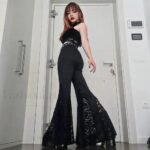 Flared Black Lace Pants for Halloween Events - Image 3