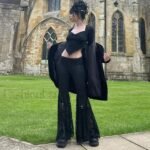Flared Black Lace Pants for Halloween Events - Image 2
