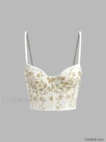 Floral Semi-Sheer Mesh Lace Crop Corset Top - Image 13