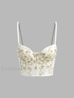 Floral Semi-Sheer Mesh Lace Crop Corset Top - Image 10