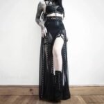Goth Mesh Perspective Side Slit Lace Up Dark Aesthetical Summer Skirt - Image 5