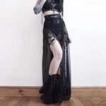 Goth Mesh Perspective Side Slit Lace Up Dark Aesthetical Summer Skirt - Image 6