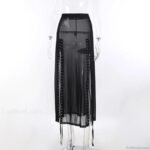 Goth Mesh Perspective Side Slit Lace Up Dark Aesthetical Summer Skirt - Image 7