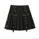 Gothic Diablo Harajuku Personality Spice Rivet Metal Buckle Streamer Low Waist A Version Short Pleated Skirt - Image 5