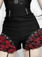 Gothic Summer 2024 New Arrival Landmine Series Plaid Patchwork Shorts Spicy Girl Halter Waist-Cinch Y2K Vest Skirt - Image 4