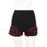 Gothic Summer 2024 Plaid Patchwork Shorts with Halter Waist-Cinch - Image 8