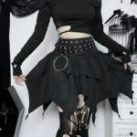 Irregular Sexy Solid Color Drawstring Tie-Up Ruched Ruffles Mini Skirt - Image 2