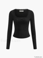 Lace Trim Long Sleeve Crop Top - Image 16