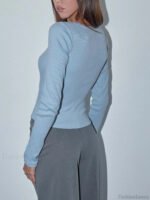 Lace Trim Long Sleeve Crop Top - Image 10