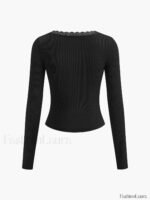 Lace Trim Long Sleeve Crop Top - Image 12