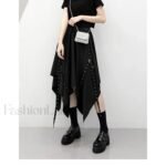 Long Dark Tie Street Y2k Gothic Skirt