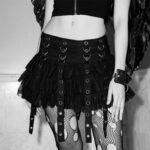 Mall Goth Black Pleated Mini Skirt with Chain for Women - Image 10