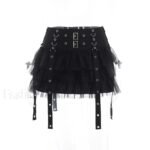 Mall Goth Black Pleated Mini Skirt with Chain for Women - Image 6