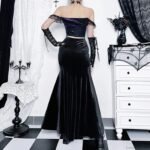 Mall Goth Velvet Fishtail Women Vintage Jacquard Hip Wrap Fairy Grunge Victorian Ladies SteamLong Skirt - Image 4
