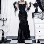 Mall Goth Velvet Fishtail Women Vintage Jacquard Hip Wrap Fairy Grunge Victorian Ladies SteamLong Skirt - Image 3