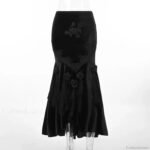 Mall Goth Velvet Fishtail Women Vintage Jacquard Hip Wrap Fairy Grunge Victorian Ladies SteamLong Skirt - Image 5
