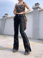 Punk Rivet Zipper Cargo Pants: Y2K Techwear Leggings - Image 15