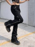 Punk Rivet Zipper Cargo Pants: Y2K Techwear Leggings - Image 13