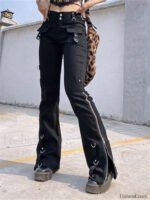 Punk Rivet Zipper Cargo Pants: Y2K Techwear Leggings - Image 16