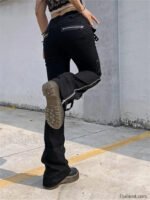 Punk Rivet Zipper Cargo Pants: Y2K Techwear Leggings - Image 12