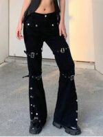 Punk Rivet Zipper Cargo Pants: Y2K Techwear Leggings - Image 7