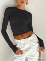 Semi-Sheer Long Sleeve Crop Top - Image 11
