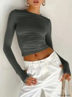 Semi-Sheer Long Sleeve Crop Top - Image 9