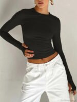 Semi-Sheer Long Sleeve Crop Top - Image 7