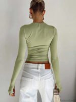 Semi-Sheer Long Sleeve Crop Top - Image 3