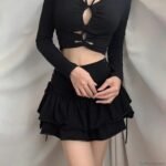 Sexy Japanese Harajuku Girls Sweet Lace Plaid High Waist Pleated Gothic Cute Skirt - Image 3