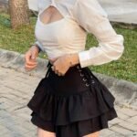 Sexy Japanese Harajuku Girls Sweet Lace Plaid High Waist Pleated Gothic Cute Skirt - Image 6