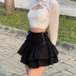 Sexy Japanese Harajuku Girls Sweet Lace Plaid High Waist Pleated Gothic Cute Skirt - Image 5