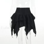 Sexy Solid Color Ruched Ruffles Mini Skirt - Image 3