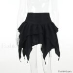 Sexy Solid Color Ruched Ruffles Mini Skirt - Image 4