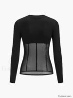 Sheer Mesh Combination Long Sleeve Top - Image 24
