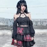 Two-Dimensional Dark Petticoat Cosplay Skirt: Red Plaid Stitching High Waist A-line Design for Spice Girls - Image 10