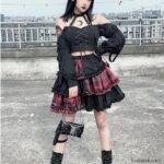 Two-Dimensional Dark Petticoat Cosplay Skirt: Red Plaid Stitching High Waist A-line Design for Spice Girls - Image 13